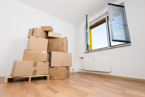Business equipment and desks prepared for an office relocation in Hampstead