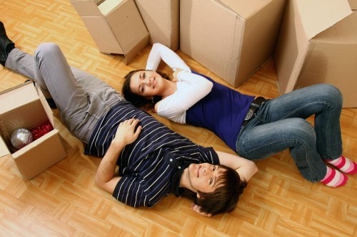 Professional commercial movers handling office equipment in Hampstead