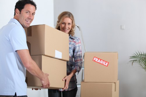 Packed moving boxes ready for a Hampstead house move
